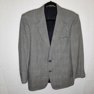 Al Uphold 42L Blazer Gray Windowpane 100% Wool USA Custom Tailored Classic